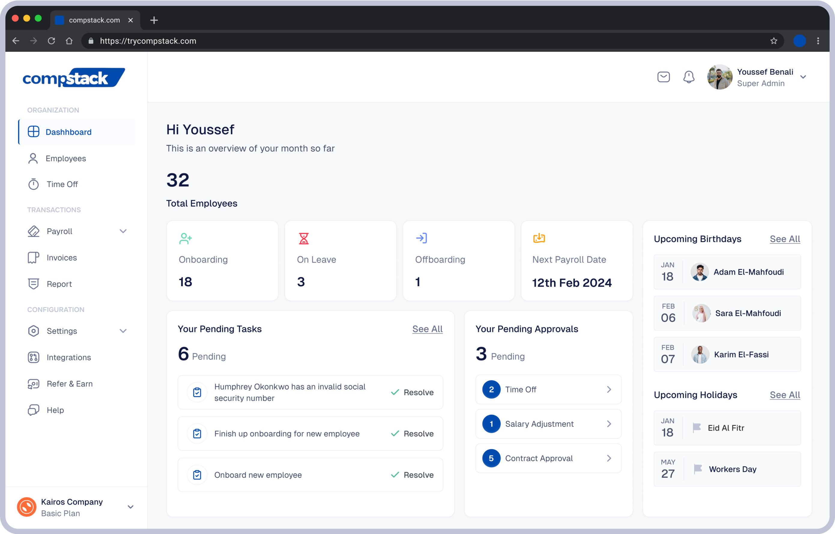 Compstack dashboard